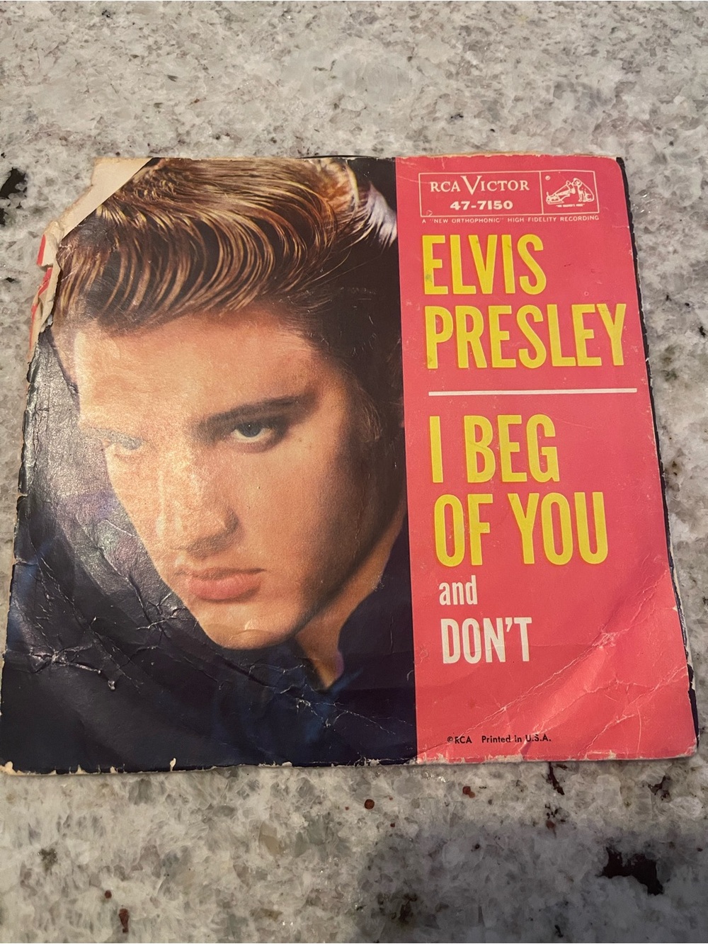 Elvis Presley "I Beg of You" RCA 45 redo Victor Vintage Single Cover